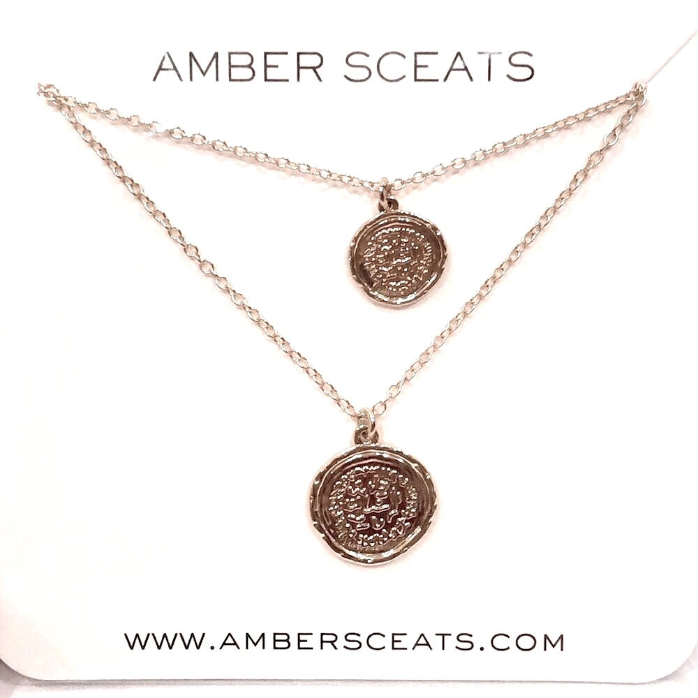 Amber Sceats Double Coin Goldtone Necklace Nwt